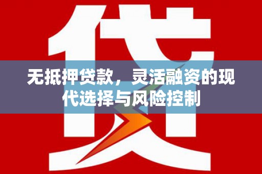 太和无抵押贷款，灵活融资的现代选择与风险控制