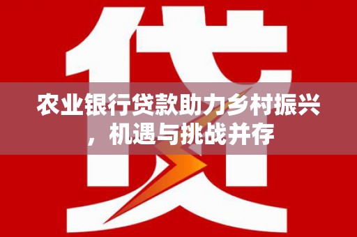太和农业银行贷款助力乡村振兴，机遇与挑战并存
