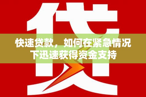 太和快速贷款，如何在紧急情况下迅速获得资金支持