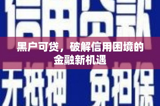 太和黑户可贷，破解信用困境的金融新机遇